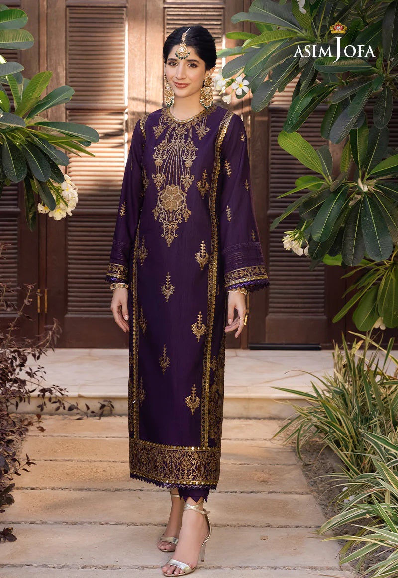 Asim Jofa Zari Sitara Embroidered Raw Silk Unstitched 1 Piece Shirt - AJZS 13