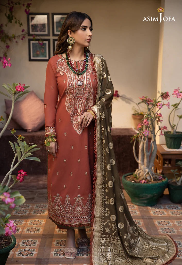 Zarq Barq By Asim Jofa Embroidered Suits Unstitched 3 Piece AJZB-14 - Eid Collection