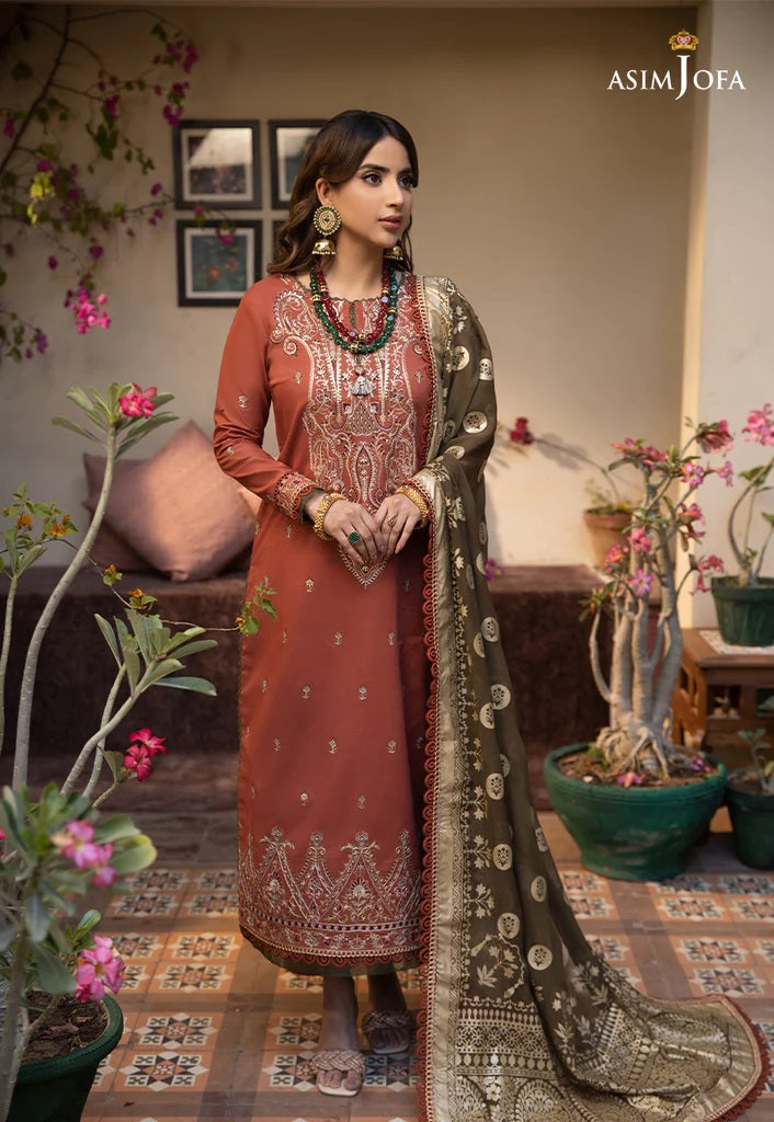 Zarq Barq By Asim Jofa Embroidered Suits Unstitched 3 Piece AJZB-14 - Eid Collection