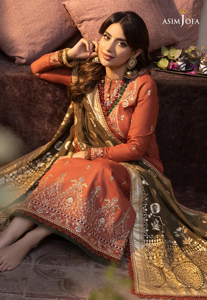 Zarq Barq By Asim Jofa Embroidered Suits Unstitched 3 Piece AJZB-14 - Eid Collection