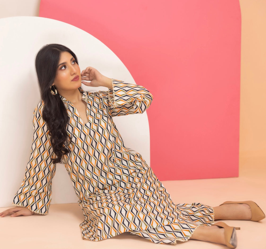 Identic Separates By Regalia Textiles Printed Linen Suits Unstitched 2 Piece RTPL-D-14 - Winter Collection