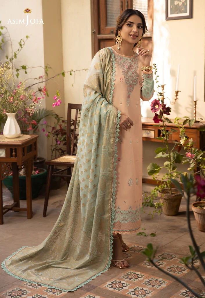 Zarq Barq By Asim Jofa Embroidered Suits Unstitched 3 Piece AJZB-16 - Eid Collection