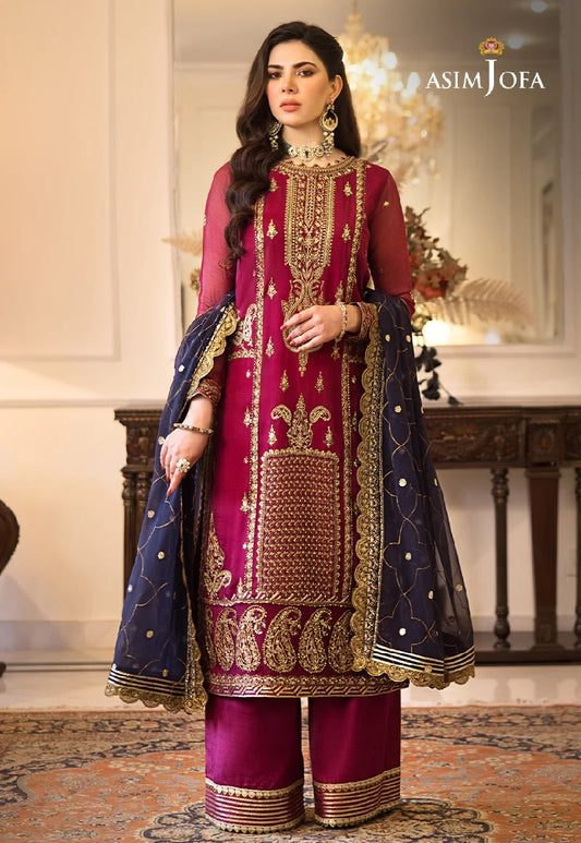 Asim Jofa Zari Sitara Embroidered Chiffon Unstitched 2 Piece Dress - AJZS 16