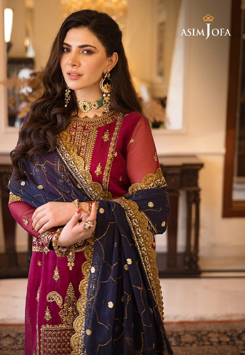 Asim Jofa Zari Sitara Embroidered Chiffon Unstitched 2 Piece Dress - AJZS 16