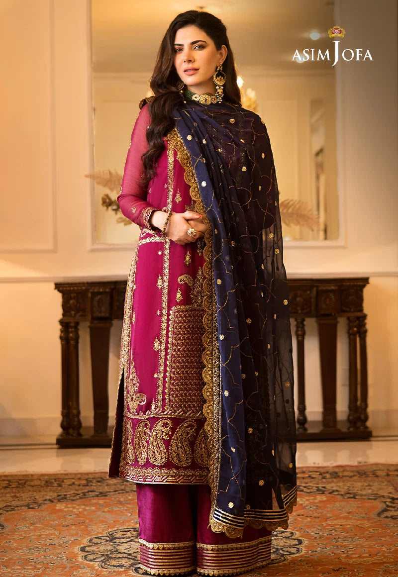 Asim Jofa Zari Sitara Embroidered Chiffon Unstitched 2 Piece Dress - AJZS 16