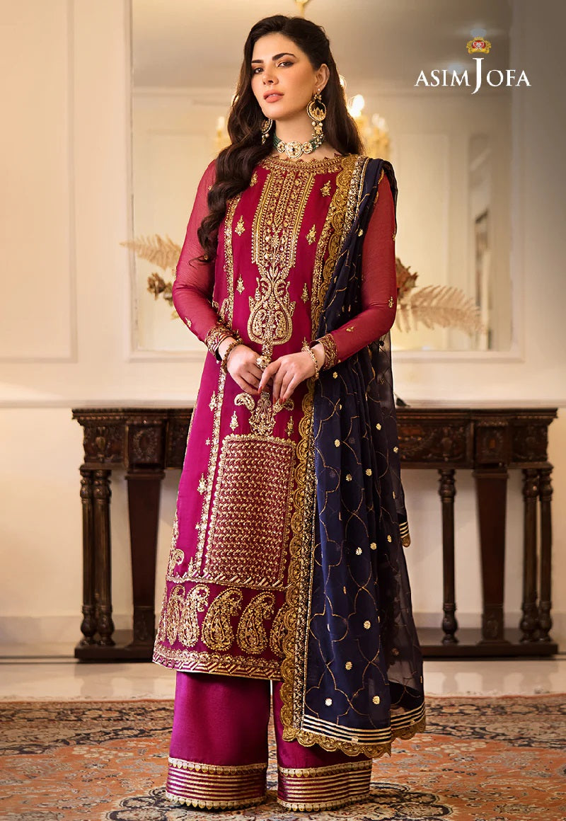 Asim Jofa Zari Sitara Embroidered Chiffon Unstitched 2 Piece Dress - AJZS 16