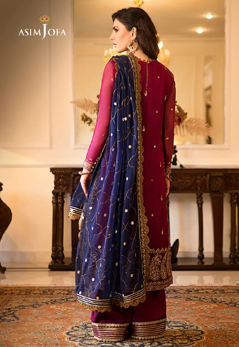 Asim Jofa Zari Sitara Embroidered Chiffon Unstitched 2 Piece Dress - AJZS 16