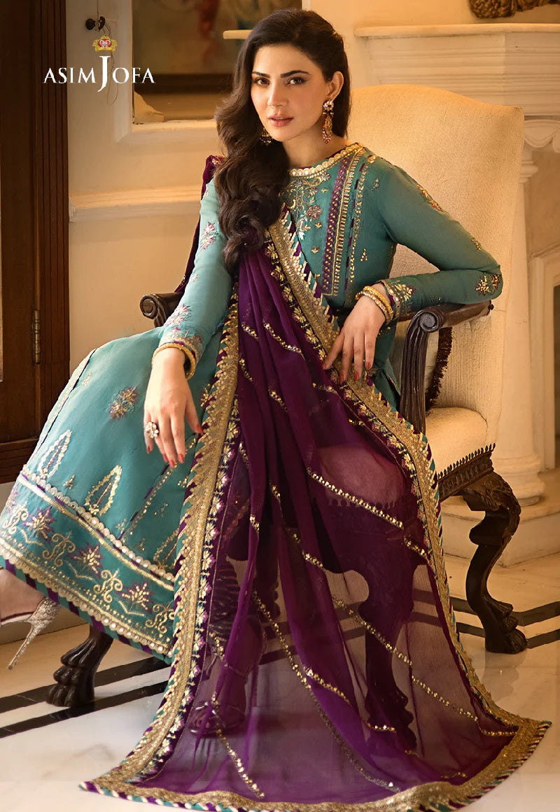 Asim Jofa Zari Sitara Embroidered Chanderi Cotton Unstitched 3 Piece Dress - AJZS 17