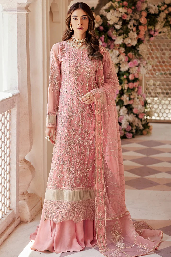 Emaan Adeel Net Embroidered 3 piece Unstitched Dress - LX 01