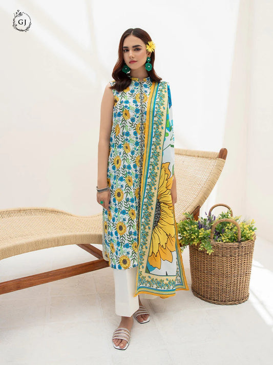 Aviva by GJ Digital Printed Lawn 2 piece Unstitched - GJAV23-A1
