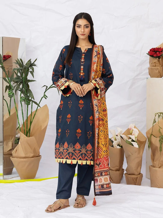 Aghaaz by Salitex Printed Lawn Dress 3 Piece Unstitched - UNS23AC001UT