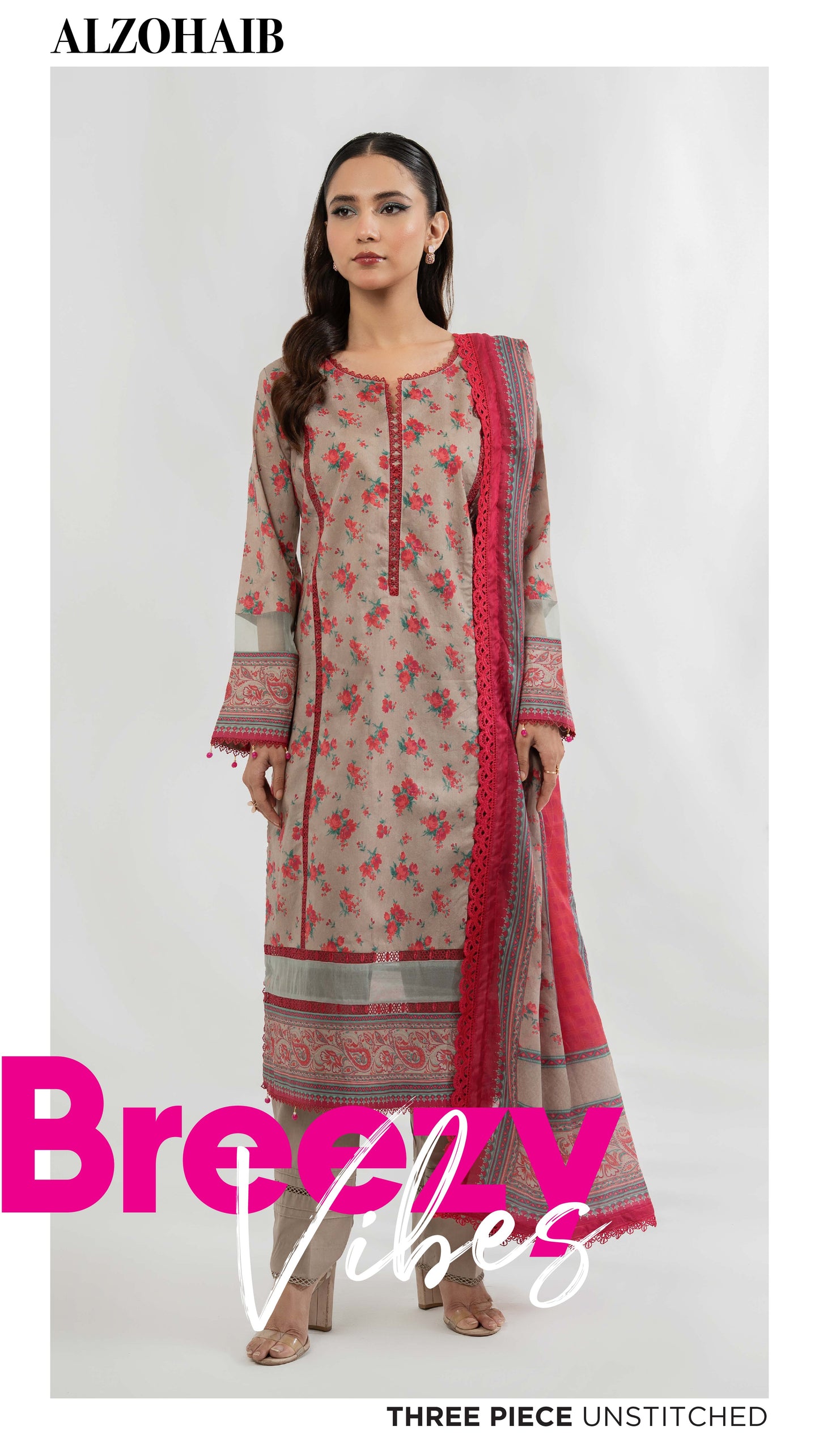 Colors by AlZohaib Textile Digital Printed 3 Piece Lawn Unstitched Dress - D01 Summer Collection