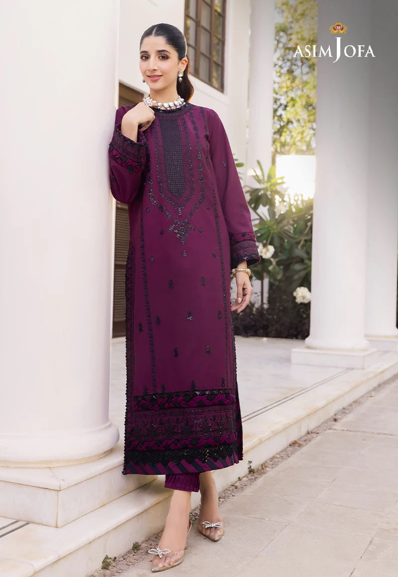Asim Jofa Zari Sitara Embroidered Chanderi Cotton Unstitched 1 Piece Shirt - AJZS 01