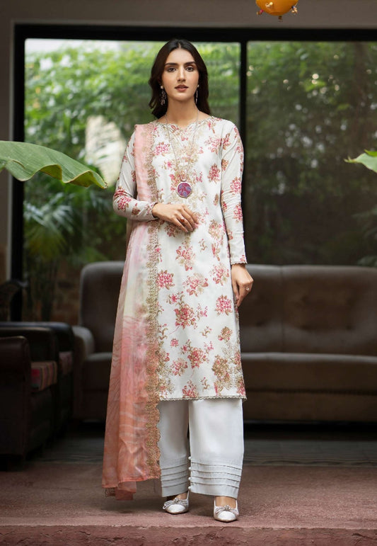 Mishaal by Gulljee Embroidered Lawn 3 piece Unstitched Dress - GJM11 - A01 - Summer Collection