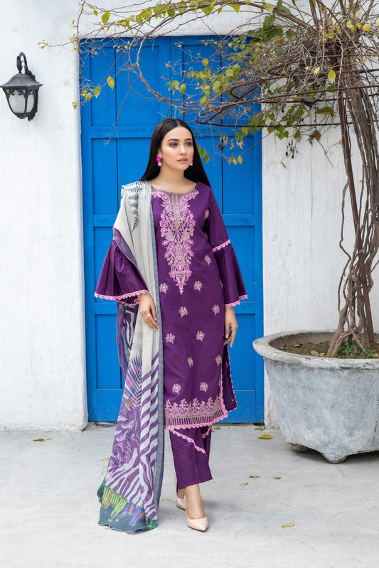 Kalyan by ZS Textiles Embroidered Chikankari Unstitched 3 Piece Suit - KC2 01 - Summer Collection