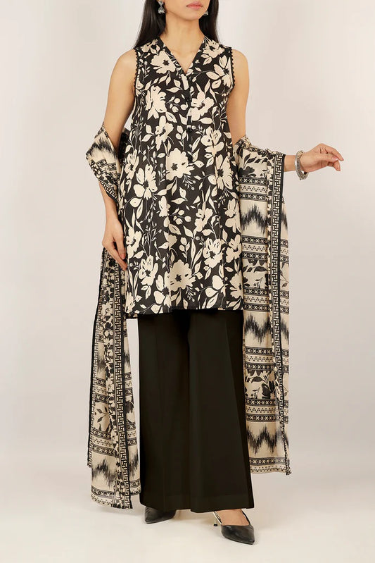 Saya Digital Printed Lawn 3 piece Unstitched Dress - U01-25033-01A