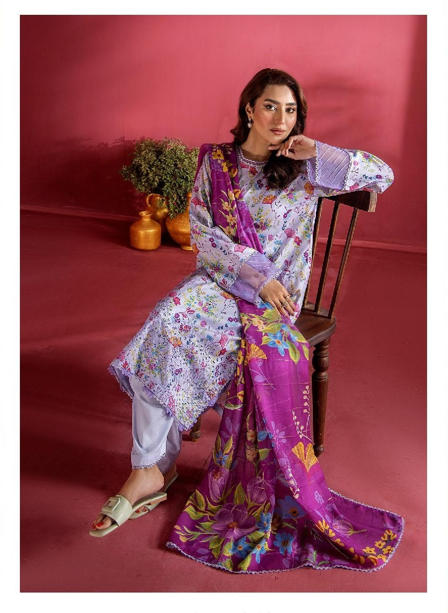 Evelyn by Gulljee Embroidered Lawn 3 piece Unstitched Dress - EVL3P2501