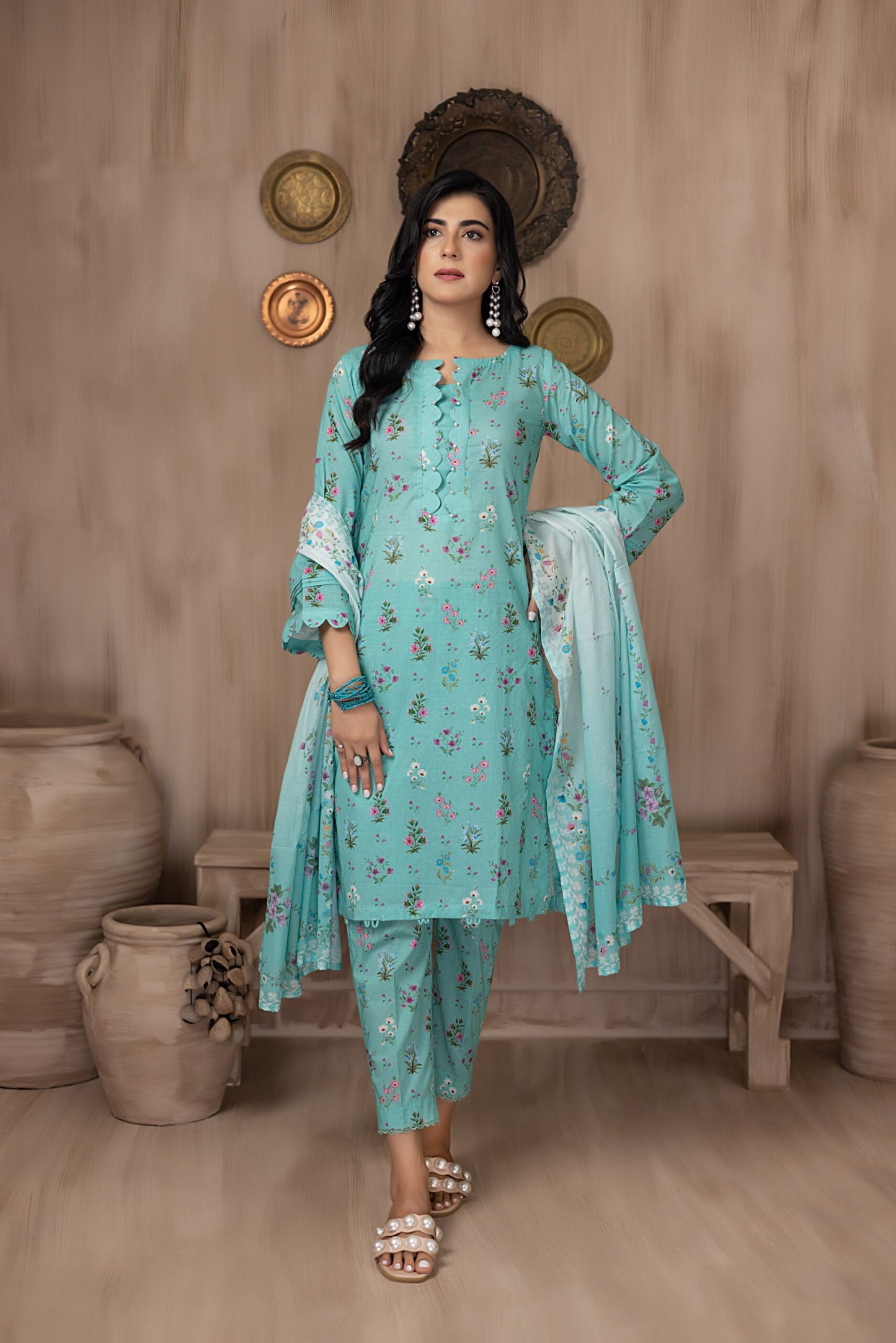 Identic Separate Mid Summer Printed Cotton 3 Piece Unstitched - ISMSC3 - 01