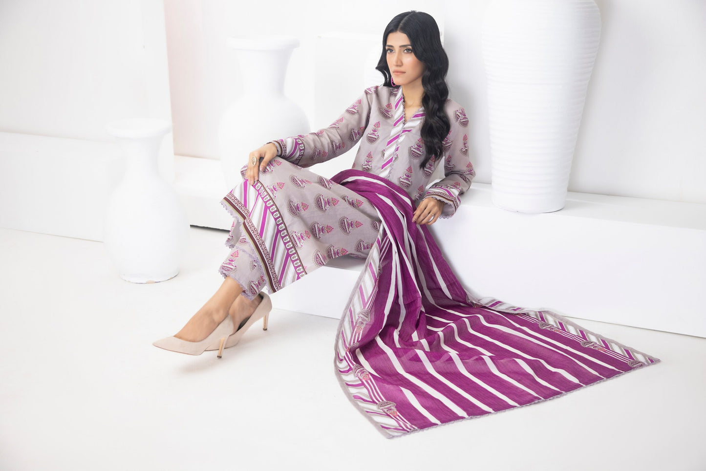 Identic Separates Printed Lawn 3 piece Unstitched dress - IDS-10-01 - Summer Collection