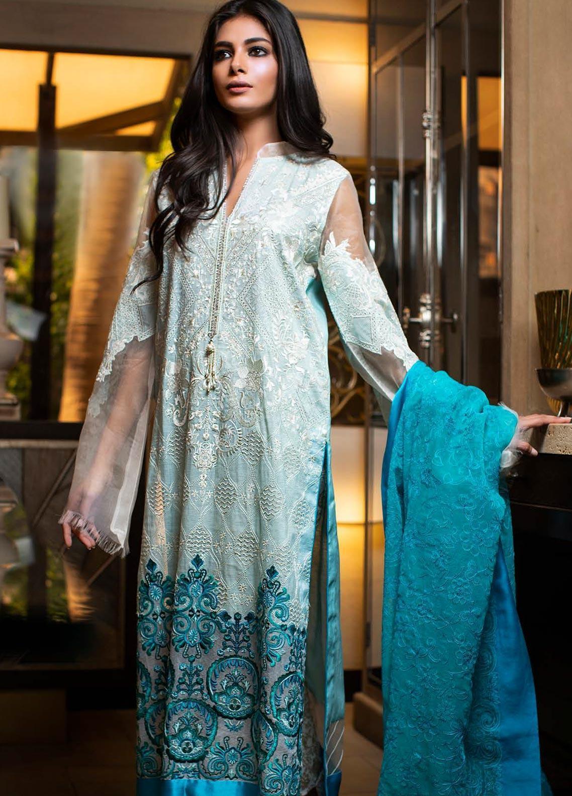 Zunuj Embroidered Chikankari Lawn Unstitched 3 Piece Suit - ZCKL-01