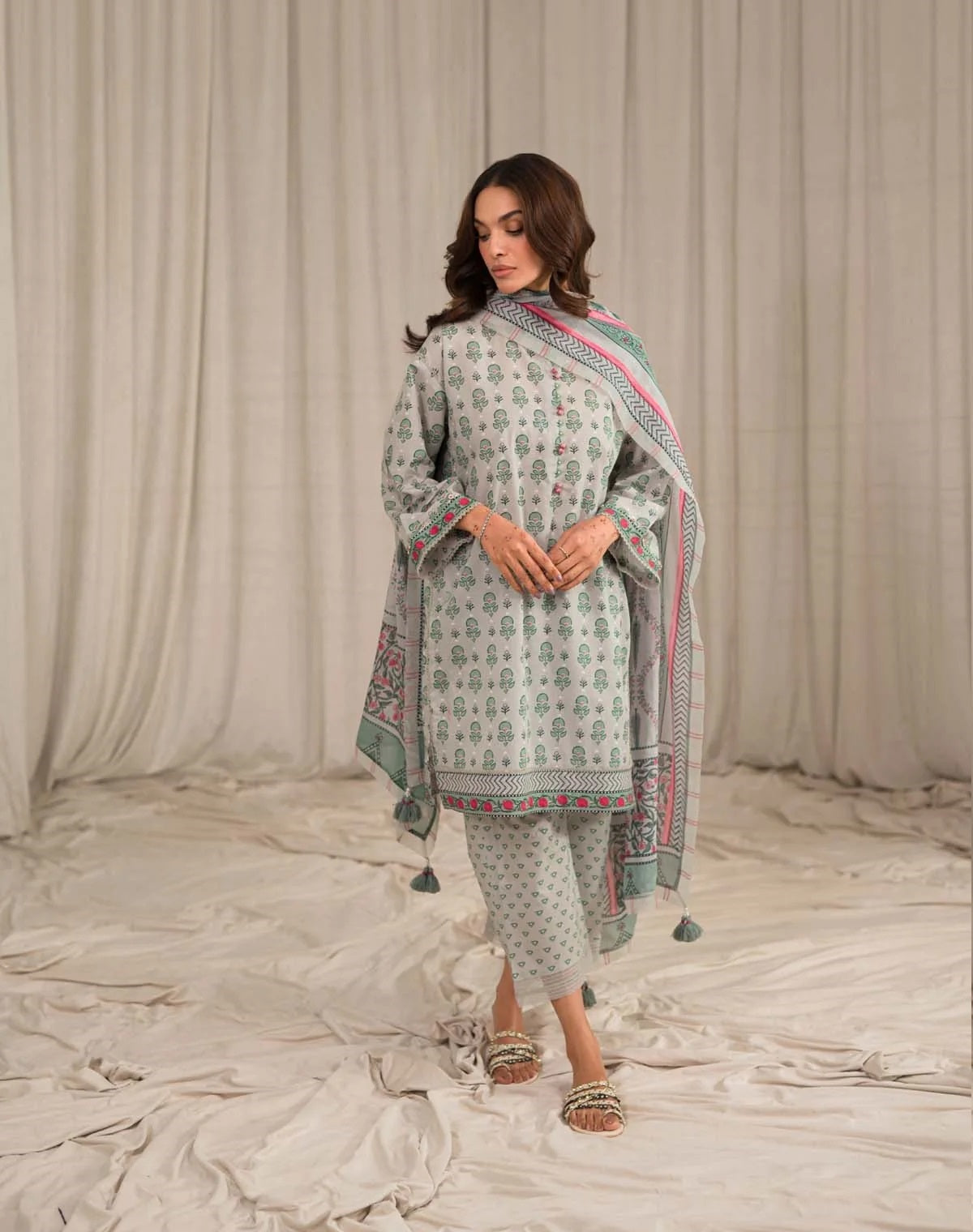 Sahar Printed Lawn Suits Unstitched 3 Piece SHR-S24-PL-V1-01 - Summer Collection