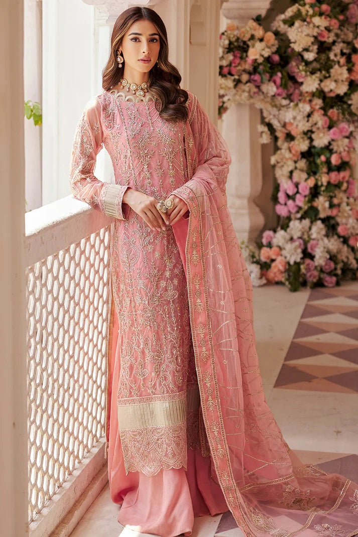 Emaan Adeel Net Embroidered 3 piece Unstitched Dress - LX 01