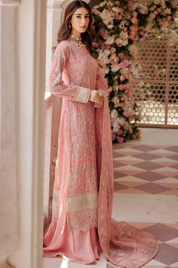 Emaan Adeel Net Embroidered 3 piece Unstitched Dress - LX 01