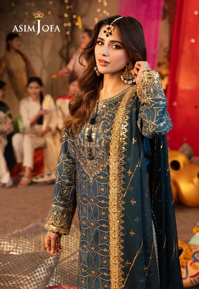 Chamak Damak by Asim Jofa Embroidered Suits Unstitched 3 Piece AJCD-01 - Festive Collection