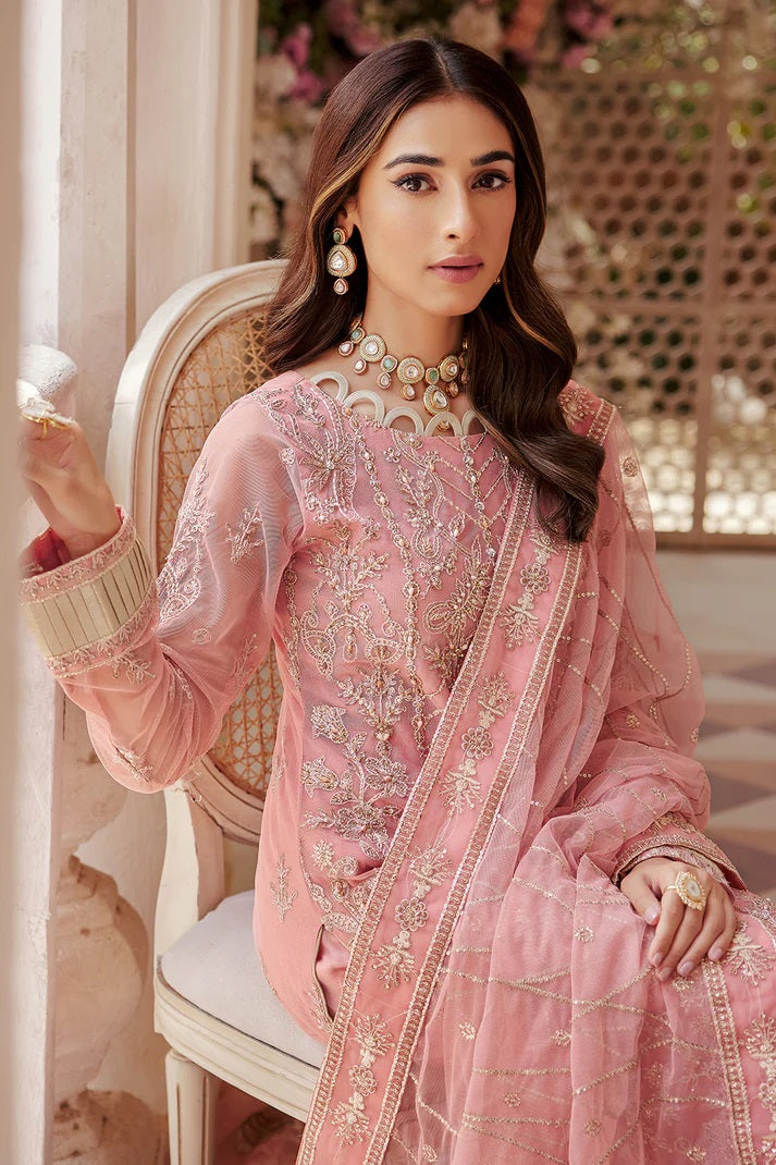Emaan Adeel Net Embroidered 3 piece Unstitched Dress - LX 01