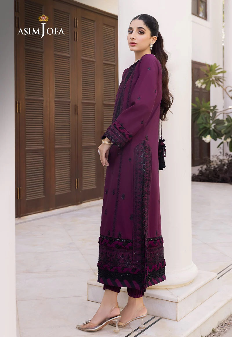 Asim Jofa Zari Sitara Embroidered Chanderi Cotton Unstitched 1 Piece Shirt - AJZS 01
