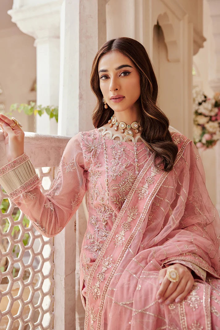 Emaan Adeel Net Embroidered 3 piece Unstitched Dress - LX 01