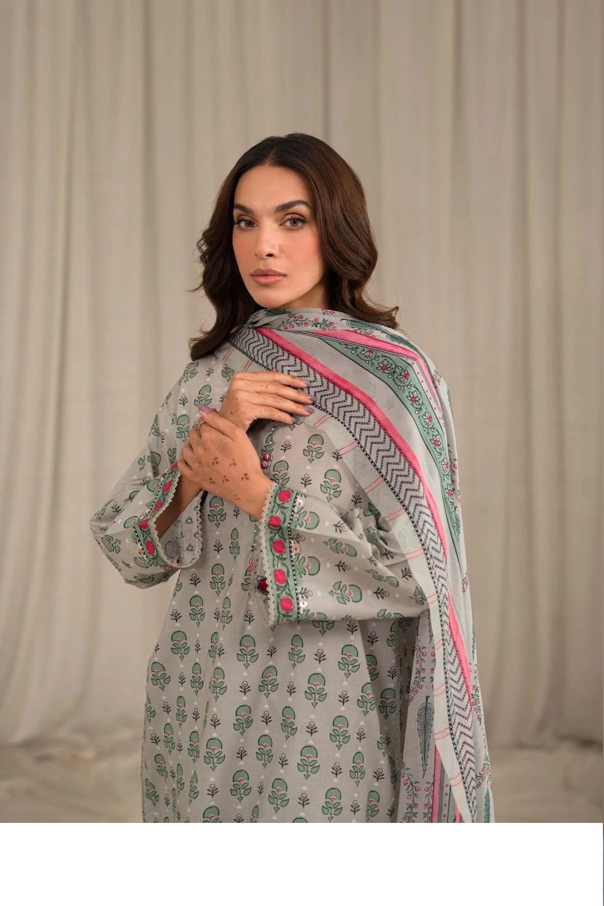 Sahar Printed Lawn Suits Unstitched 3 Piece SHR-S24-PL-V1-01 - Summer Collection