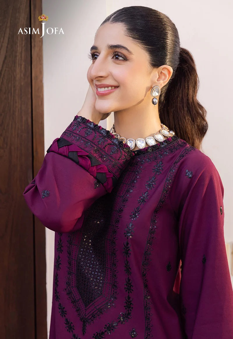Asim Jofa Zari Sitara Embroidered Chanderi Cotton Unstitched 1 Piece Shirt - AJZS 01