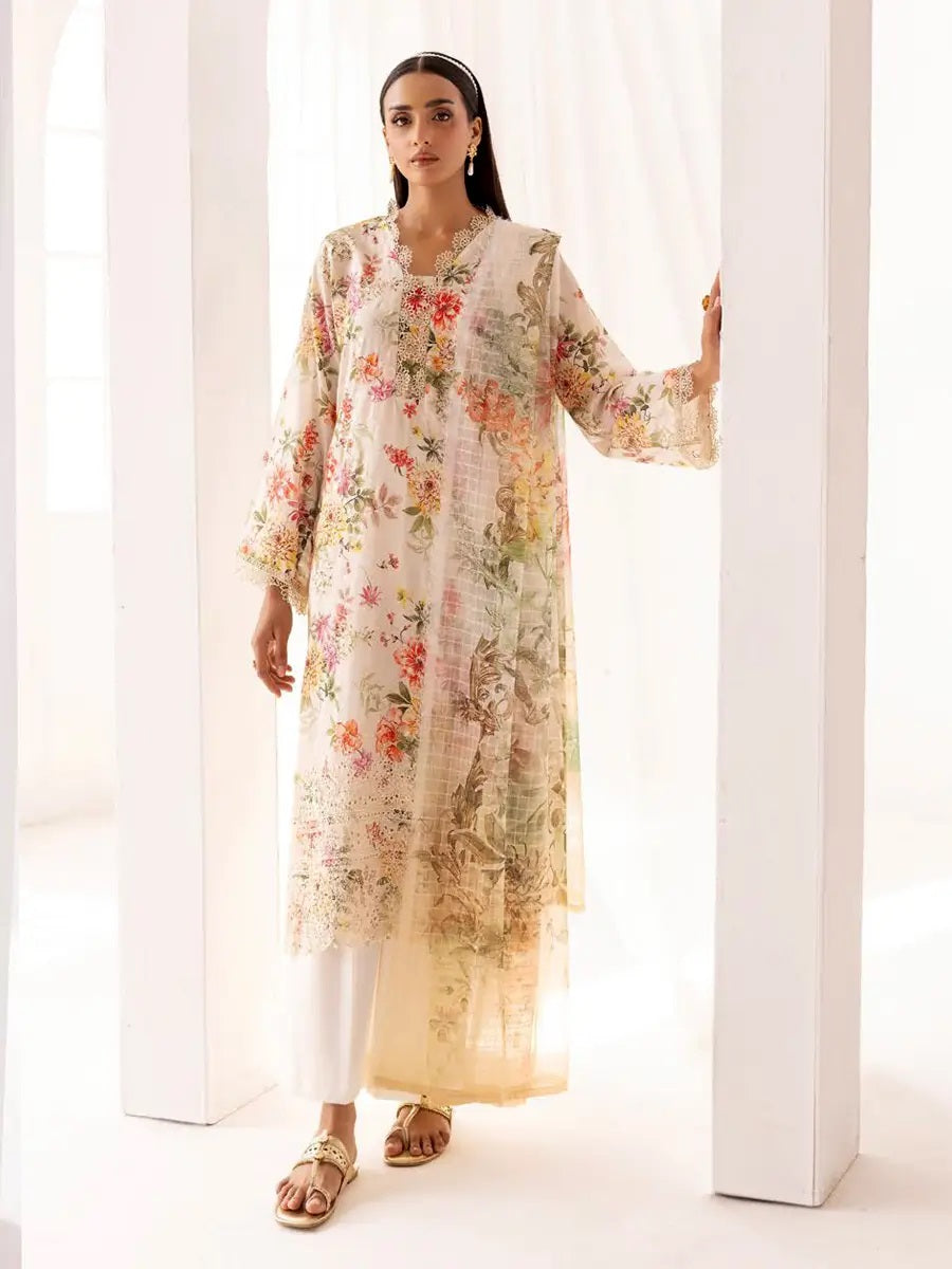 Printkari by NUR Embroidered Lawn 3 Piece Unstitch Dress - PN 20