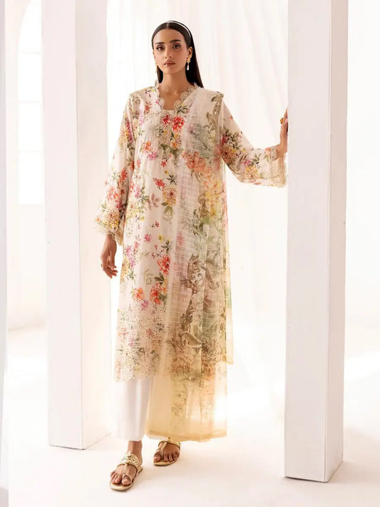 Printkari by NUR Embroidered Lawn 3 Piece Unstitch Dress - PN 20