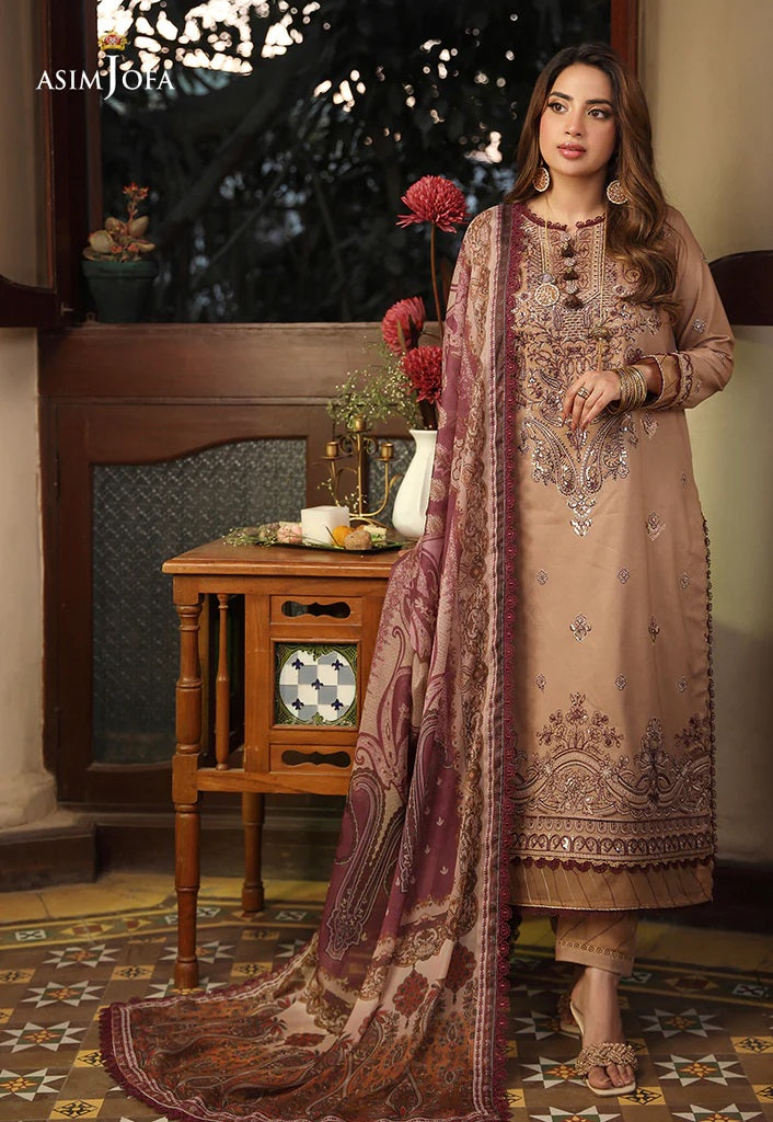 Zarq Barq By Asim Jofa Embroidered Suits Unstitched 3 Piece AJZB-20 - Eid Collection