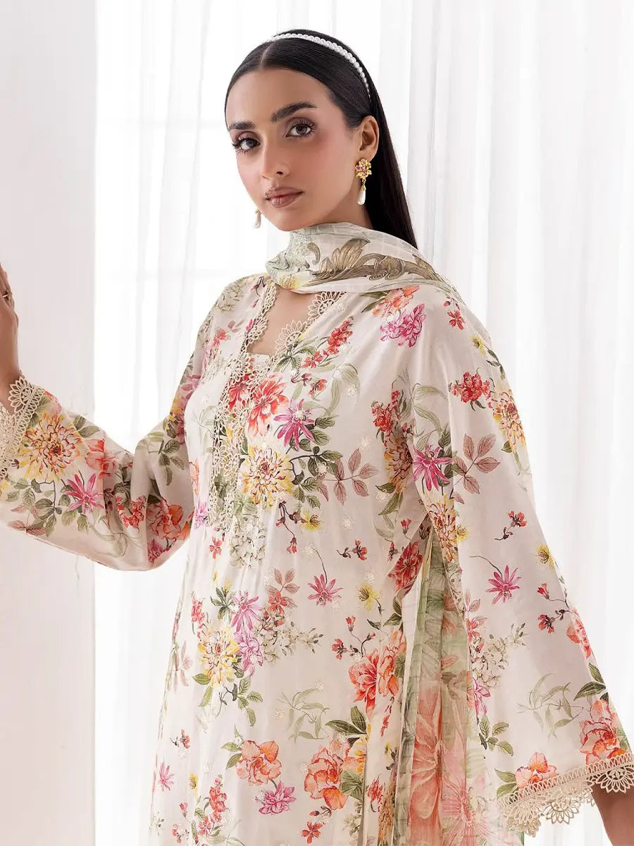 Printkari by NUR Embroidered Lawn 3 Piece Unstitch Dress - PN 20