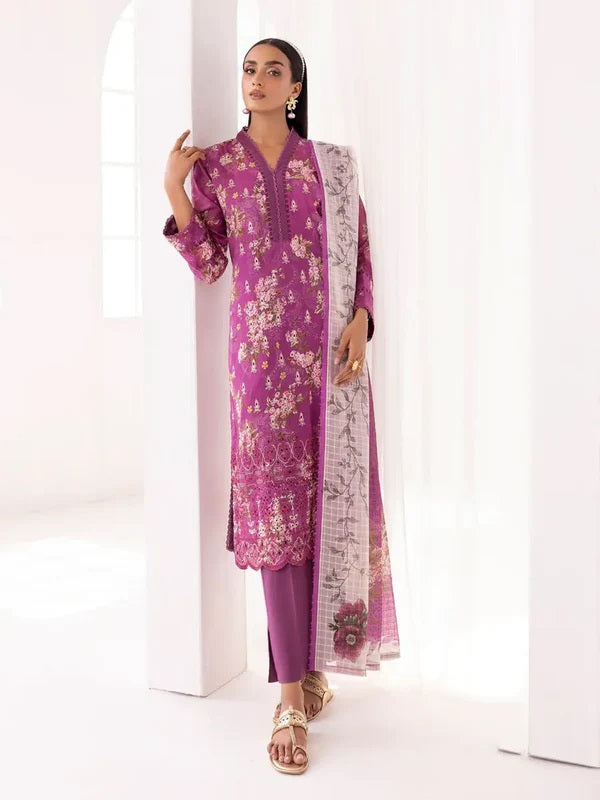 Printkari by NUR Embroidered Lawn 3 Piece Unstitch Dress - PN 21
