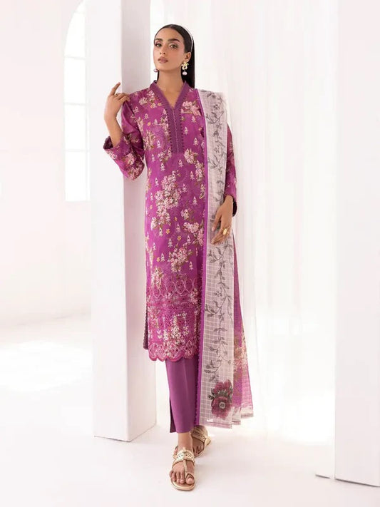 Printkari by NUR Embroidered Lawn 3 Piece Unstitch Dress - PN 21