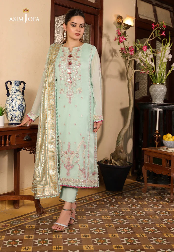 Zarq Barq By Asim Jofa Embroidered Suits Unstitched 3 Piece AJZB-21 - Eid Collection
