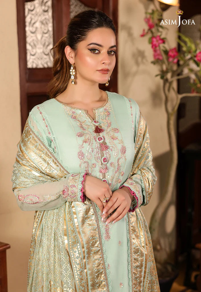 Zarq Barq By Asim Jofa Embroidered Suits Unstitched 3 Piece AJZB-21 - Eid Collection