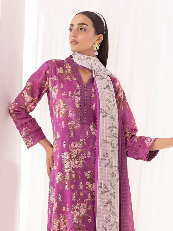 Printkari by NUR Embroidered Lawn 3 Piece Unstitch Dress - PN 21