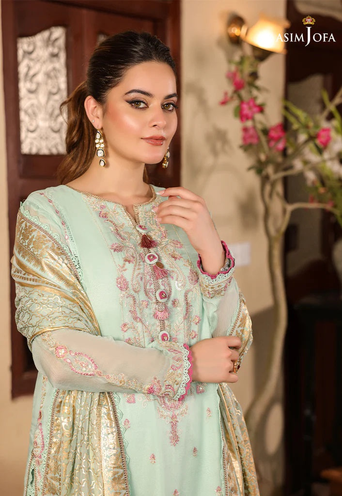 Zarq Barq By Asim Jofa Embroidered Suits Unstitched 3 Piece AJZB-21 - Eid Collection