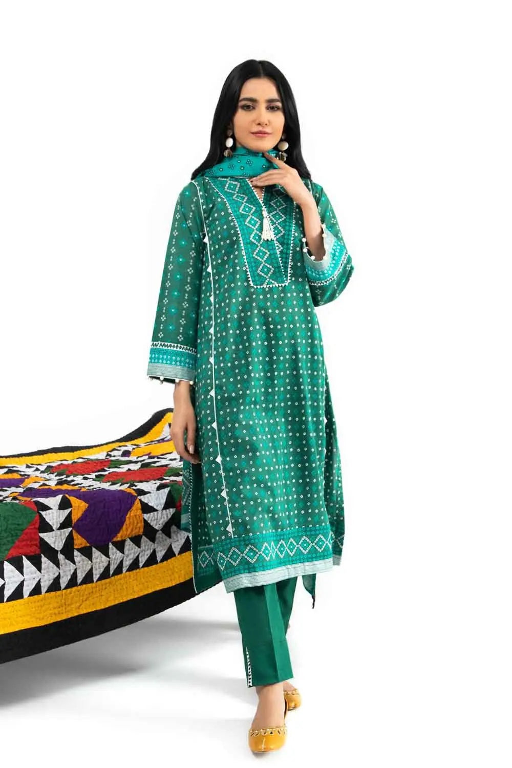 Gul Ahmed Digital Printed Chunri Lawn Unstitched 3 Piece Suit CL-22051A