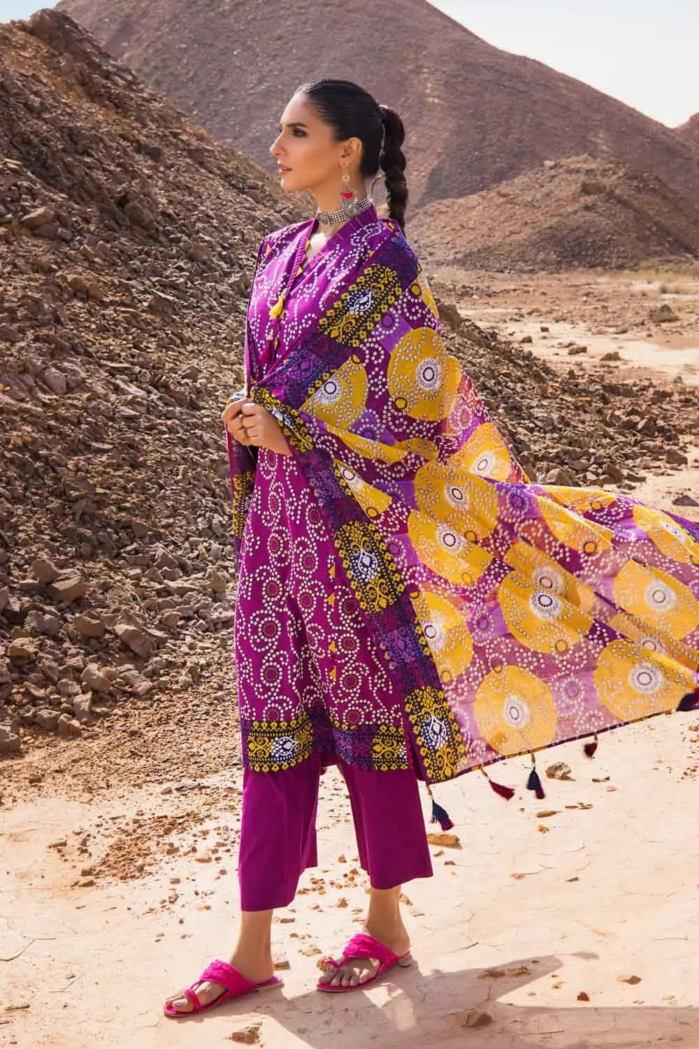 Gul Ahmed Digital Printed Chunri Lawn Unstitched 3 Piece Suit CL-22058A