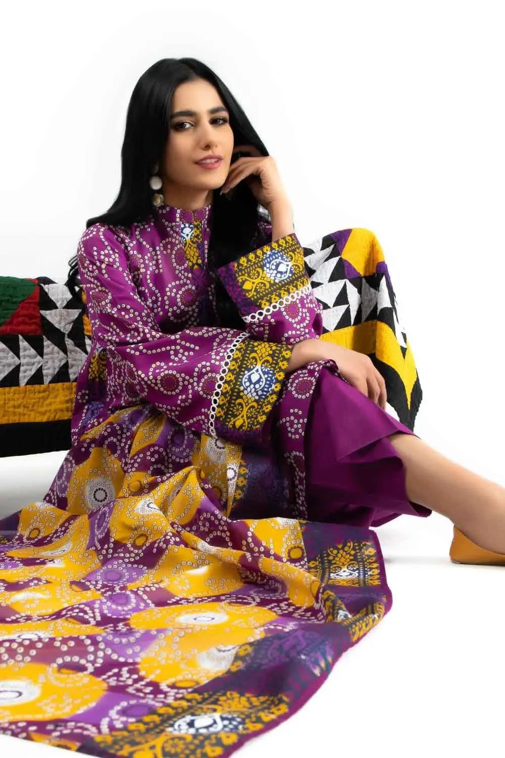 Gul Ahmed Digital Printed Chunri Lawn Unstitched 3 Piece Suit CL-22058A