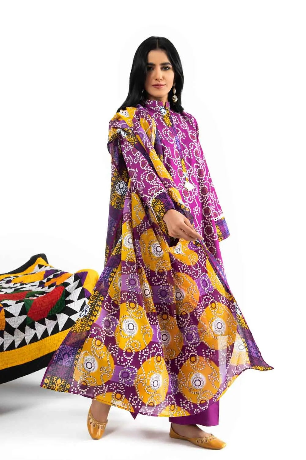 Gul Ahmed Digital Printed Chunri Lawn Unstitched 3 Piece Suit CL-22058A