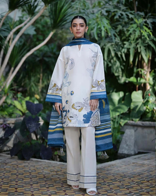 Sahar Past Printed Lawn Suits Unstitched 3 Piece SHR-S24-PL-V1-22 - Summer Collection