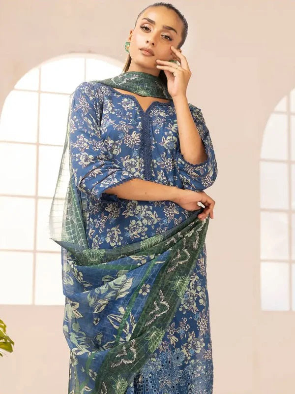 Printkari by NUR Embroidered Lawn 3 Piece Unstitch Dress - PN 22