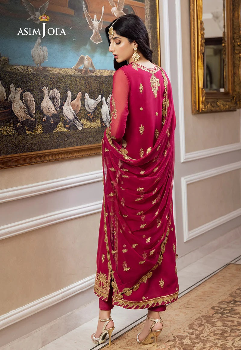 Asim Jofa Zari Sitara Embroidered Chiffon Georgette Unstitched 3 Piece Dress - AJZS 22